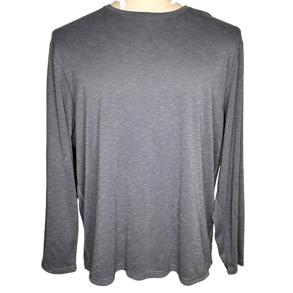 Tommy Bahama Mens Long Sleeve T-Shirt Gray Coolmax Tencel Blend Size L